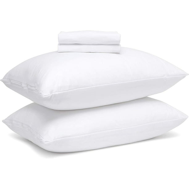 Waterproof Pillow Protector Zippered 4 Pack Standard Size 20 x 26 inch Pillow Protector Pillow Covers Encasement Pillow Case White 